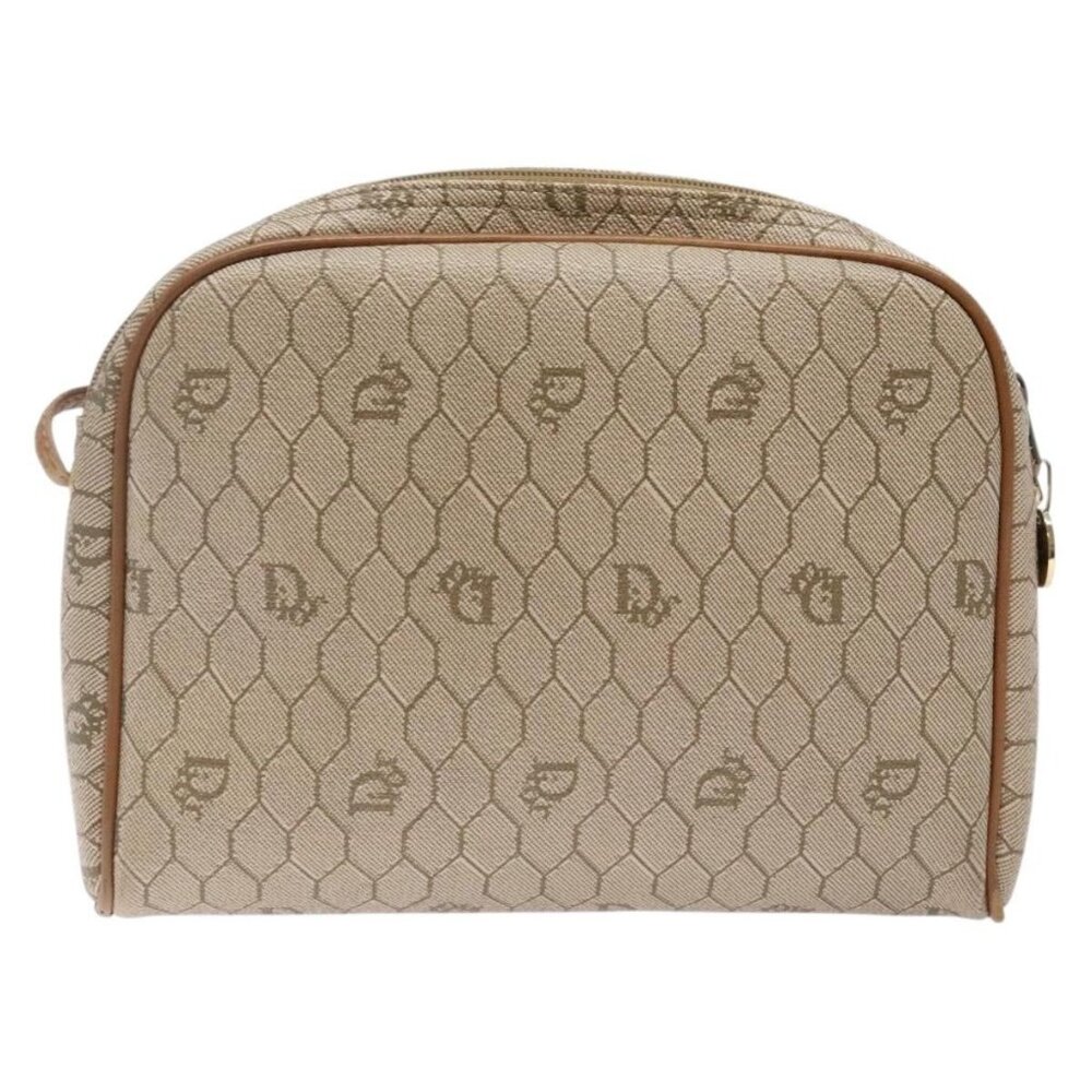 Christian Dior Honeycomb Canvas Shoulder Bag PVC Beige Gold Auth BA5167 - Picture 2 of 16